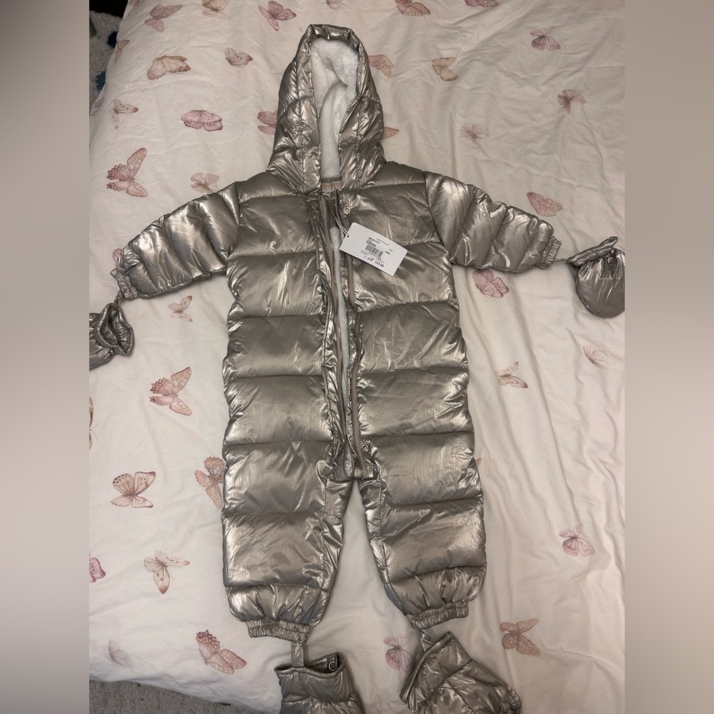 Michael Kors Cream and Silver Faux Fur Jacket